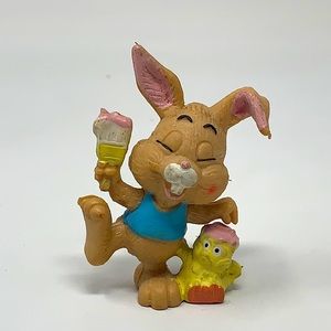 2.5” bunny rabbit with paint brush figurine toy